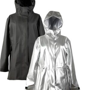 Stylish Women's Silver and Black Trench Coats
